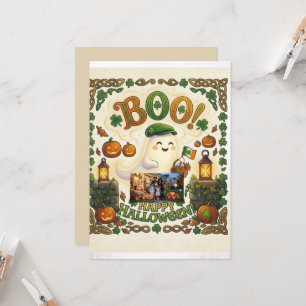Schattig spook & klavertje vier Halloween familiek Kaart