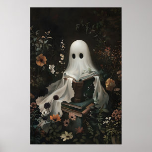 Schattig spook leest boeken print, digitaal Hallow Poster