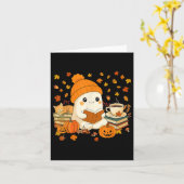 Schattig spook leest Boekenliefhebbers Herfst Hall Kaart (Gele Bloem)