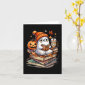 Schattig spook leest Boekliefhebbers Herfst Hallow Kaart (Gele Bloem)