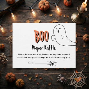 Schattig spook Little Boo Baby Shower Luier Raffle Informatiekaartje