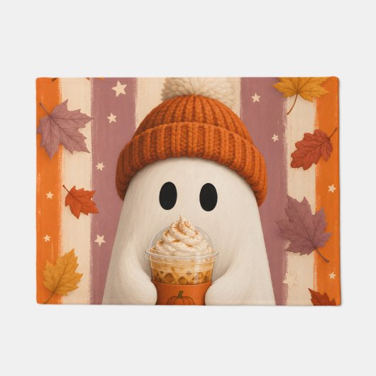 Schattig spook met pompoen kruiden latte deurmat (Voorkant)