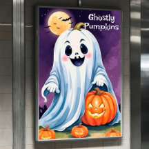 Schattig spook met pompoenen Halloween poster