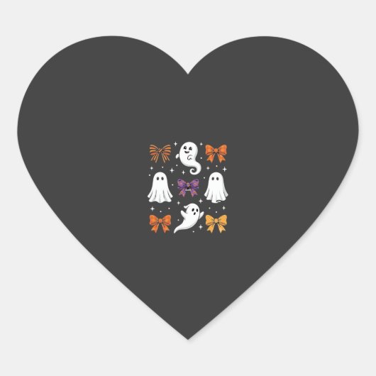 Schattig spook met strikken Halloween-ontwerp_1 Hart Sticker (Voorkant)
