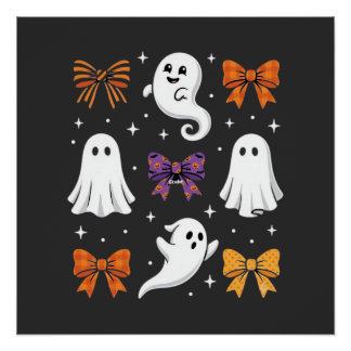 Schattig spook met strikken Halloween ontwerp_1 Perfect Poster