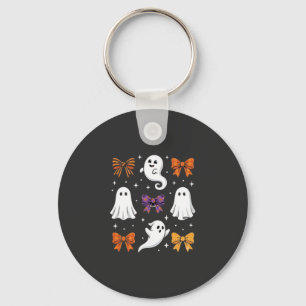 Schattig spook met strikken Halloween-ontwerp_1 Sleutelhanger