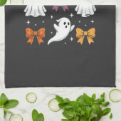 Schattig spook met strikken Halloween-ontwerp_1 Theedoek (Gevouwen)