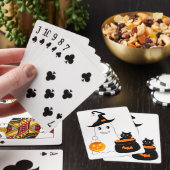 Schattig spook met zwarte kat viert Halloween Pokerkaarten (Insitu)