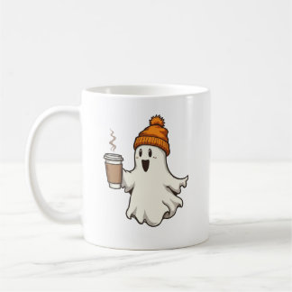 Schattig spook Oranje muts Heet koffiekopje Herfst Koffiemok