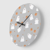 Schattig spook & pompoen grijs Halloween patroon Grote Klok (Hoek)