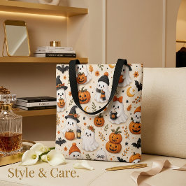 Schattig spook & pompoen Halloween patroon Tote Bag