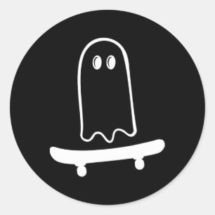 Schattig spook skateboard naar grappige skateboard ronde sticker