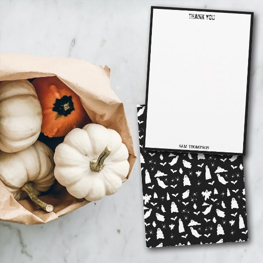 Schattig spook, vleermuizen & spinnen Halloween pa Bedankkaart