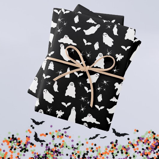 Schattig spook, vleermuizen & spinnen Halloween pa Inpakpapier Vel
