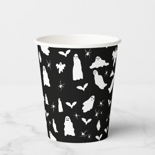 Schattig spook, vleermuizen & spinnen Halloween pa Papieren Bekers (Achterkant)