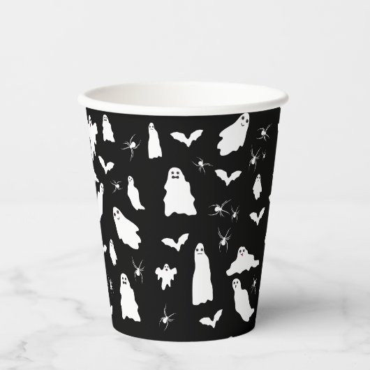 Schattig spook, vleermuizen & spinnen Halloween pa Papieren Bekers (Voorkant)