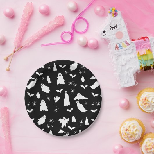 Schattig spook, vleermuizen & spinnen Halloween pa Papieren Bordje (Feest)