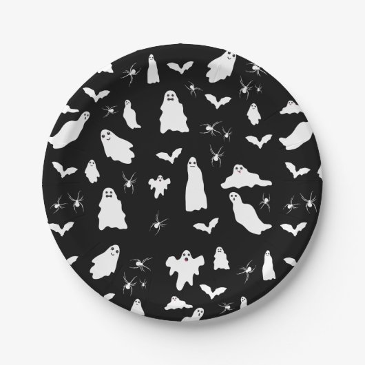 Schattig spook, vleermuizen & spinnen Halloween pa Papieren Bordje (Voorkant)