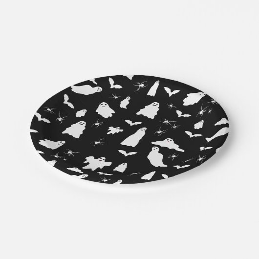 Schattig spook, vleermuizen & spinnen Halloween pa Papieren Bordje (Gekanteld)