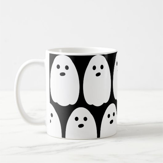 Schattig spook zwart en wit koffiemok (Links)