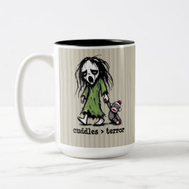 Schattig spookachtig aapje met sokken speelgoed gr tweekleurige koffiemok