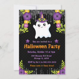 Schattig spookachtig bloemmotief voor Halloweenfee Kaart