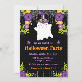 Schattig spookachtig bloemmotief voor Halloweenfee Kaart