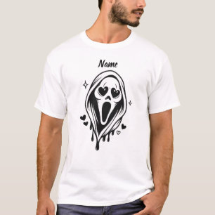 Schattig Spookachtig Geestje met Hartjes Ogen Pers T-shirt