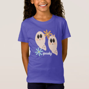 Schattig spookachtig retro groovy bloemmotief t-shirt