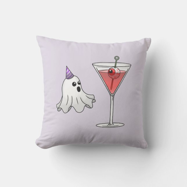 Schattig Spookachtig Spookje & Enge Cocktail Kussen (Voorkant)