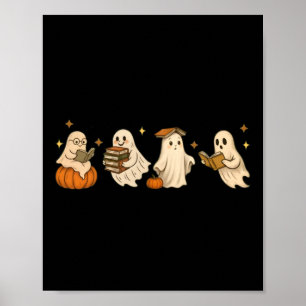 Schattig spookboek club leest Halloween griezelig Poster