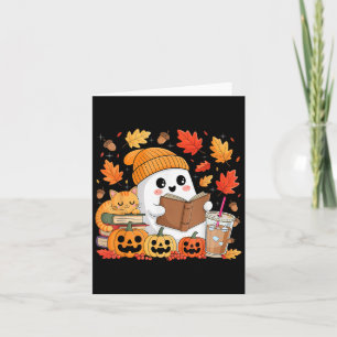 Schattig spookboek voor boekenliefhebbers Herfst H Kaart