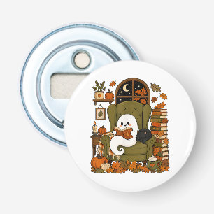 Schattig spookboek Zwarte kat Herfst Pompoen Button Flesopener
