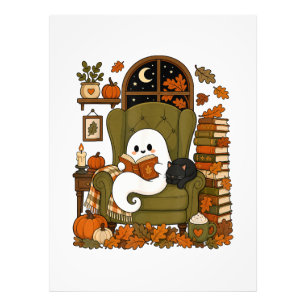 Schattig spookboek Zwarte kat Herfst Pompoen Foto Afdruk