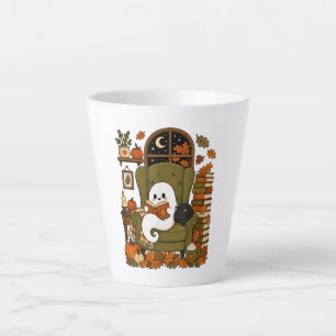 Schattig spookboek Zwarte kat Herfst Pompoen Latte Mok