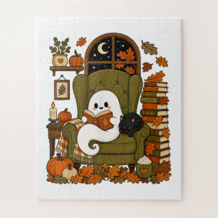 Schattig spookboek Zwarte kat Herfst Pompoen Legpuzzel