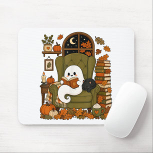 Schattig spookboek Zwarte kat Herfst Pompoen Muismat
