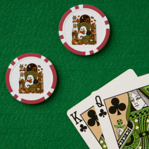 Schattig spookboek Zwarte kat Herfst Pompoen Poker Chips