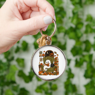 Schattig spookboek Zwarte kat Herfst Pompoen  Sleutelhanger