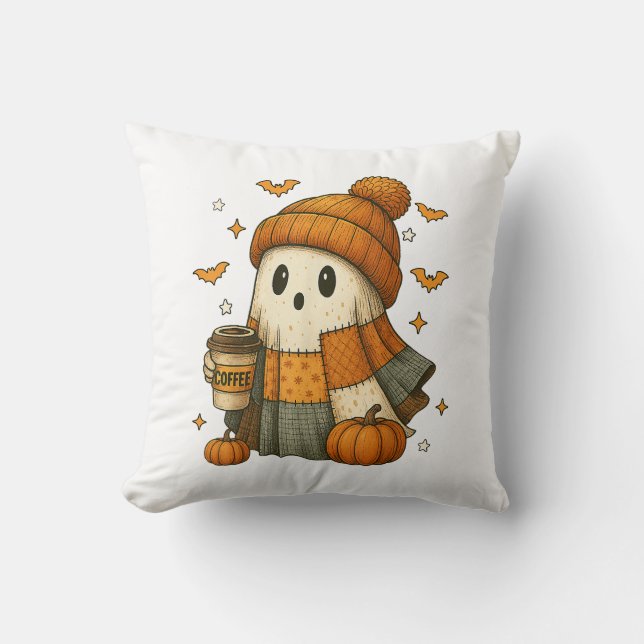 Schattig spookdrinkt koffie Halloween  Kussen (Voorkant)