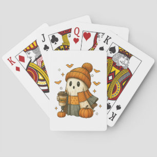 Schattig spookdrinkt koffie Halloween  Pokerkaarten