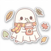 Schattig spookdrinkt Pumpkin Spice Latte Herfst Sticker (Voorkant)