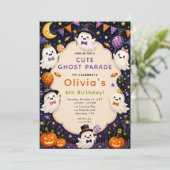 Schattig spookfeest verjaardag kaart (Staand voorkant)