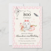 Schattig spookfeest verjaardagsmeisje roze kaart (Voorkant)