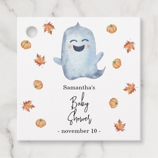 Schattig spookje - babyshower bedankjes labels (Voorkant)