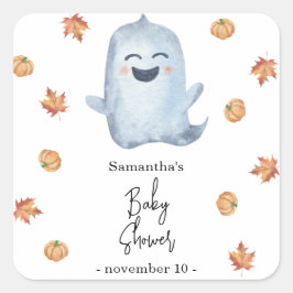Schattig spookje - babyshower vierkante sticker