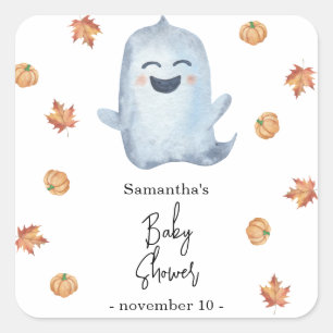 Schattig spookje - babyshower vierkante sticker