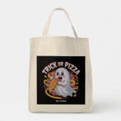 Schattig spookje dat pizza eet Leuke en griezelige Tote Bag (Achterkant)