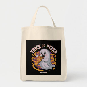 Schattig spookje dat pizza eet Leuke en griezelige Tote Bag
