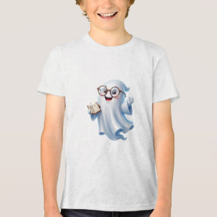 Schattig spookje met bril Funny Halloween-ontwerp Tri-Blend Shirt